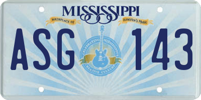 MS license plate ASG143