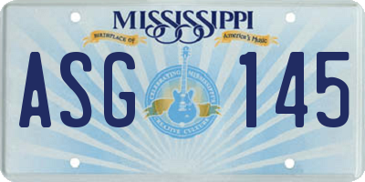MS license plate ASG145