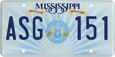 MS license plate ASG151