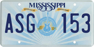 MS license plate ASG153