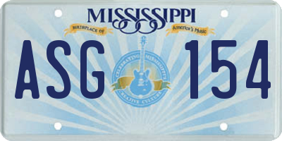 MS license plate ASG154