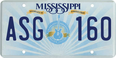 MS license plate ASG160