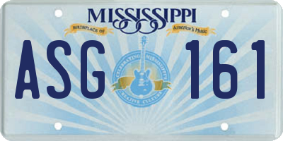 MS license plate ASG161