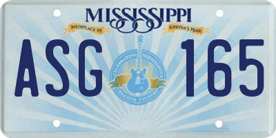 MS license plate ASG165