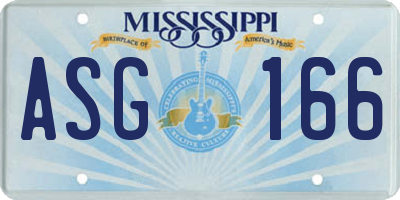 MS license plate ASG166