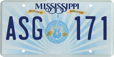 MS license plate ASG171