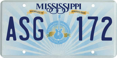 MS license plate ASG172