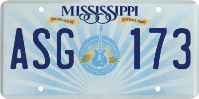 MS license plate ASG173