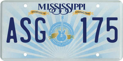 MS license plate ASG175
