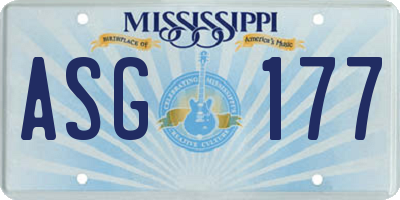 MS license plate ASG177
