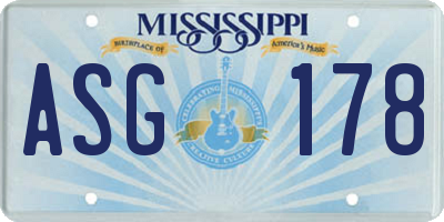 MS license plate ASG178