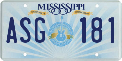 MS license plate ASG181