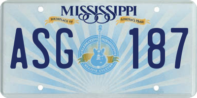 MS license plate ASG187
