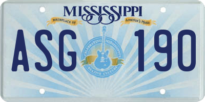 MS license plate ASG190