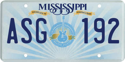 MS license plate ASG192