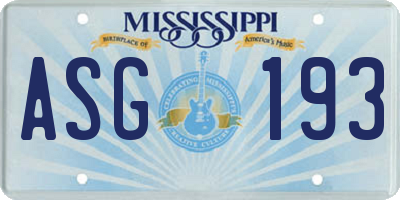 MS license plate ASG193