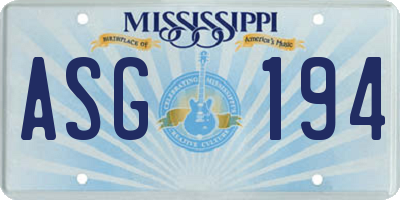 MS license plate ASG194