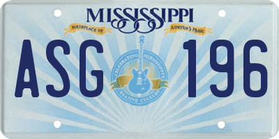 MS license plate ASG196