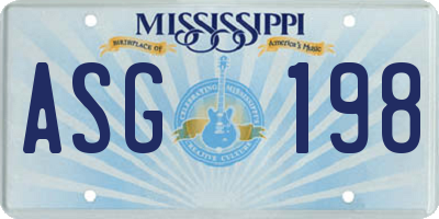 MS license plate ASG198