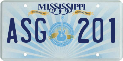 MS license plate ASG201