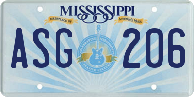 MS license plate ASG206