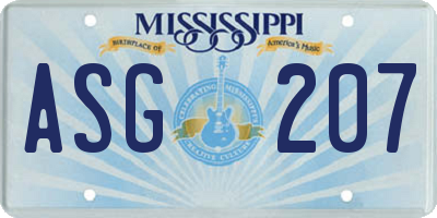 MS license plate ASG207