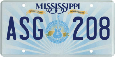 MS license plate ASG208