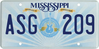 MS license plate ASG209