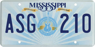 MS license plate ASG210