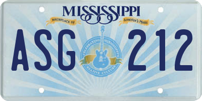 MS license plate ASG212
