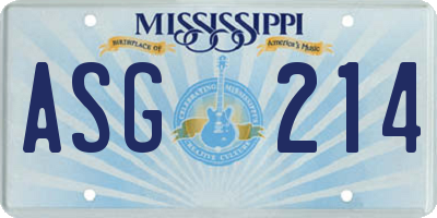 MS license plate ASG214