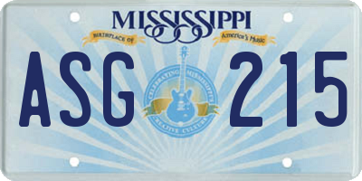 MS license plate ASG215