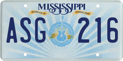 MS license plate ASG216