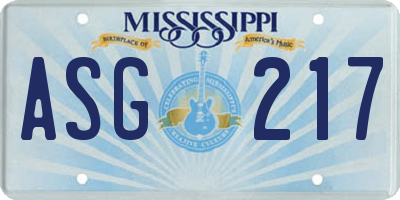 MS license plate ASG217