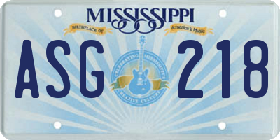 MS license plate ASG218