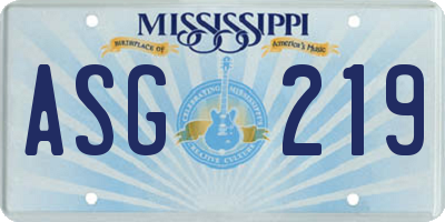 MS license plate ASG219