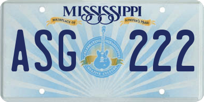 MS license plate ASG222
