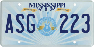 MS license plate ASG223