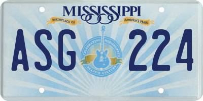 MS license plate ASG224