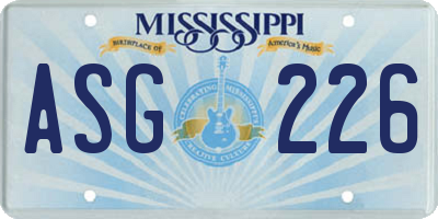 MS license plate ASG226