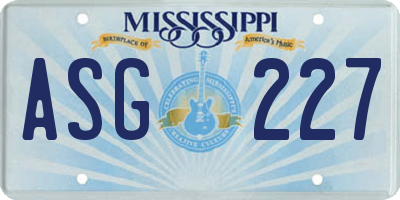 MS license plate ASG227