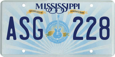 MS license plate ASG228