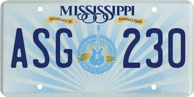 MS license plate ASG230