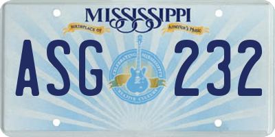 MS license plate ASG232