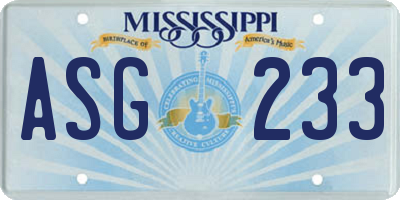MS license plate ASG233