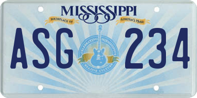 MS license plate ASG234