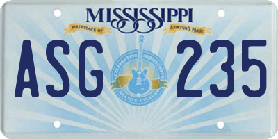 MS license plate ASG235