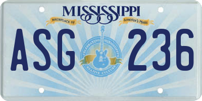 MS license plate ASG236