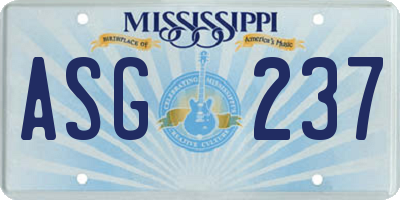 MS license plate ASG237