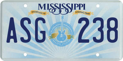 MS license plate ASG238